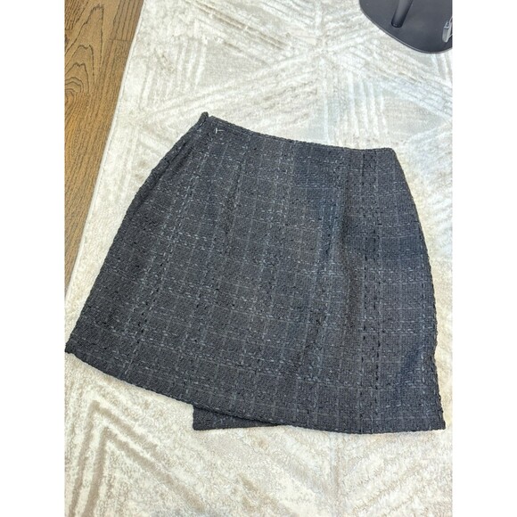 Nine West Wrap Skirt Womens Size Medium Black Tweed Gold Tone Buttons NEW - Picture 6 of 10